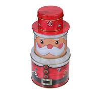 Christmas Cookie Tins Set, Metal Christmas Tin Container With Lids for Giving, Round Nesting Box Decorative Cookie Tins for Cookies, Candy for Xmas Holiday Party
