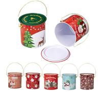 Christmas Cookie Tins, Storage Container,Christmas Treat Container with Handle and Lid | for Baking Food Bakery Display Storage Chocolate Event