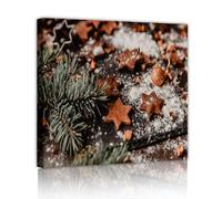 Christmas Cookies Canvas Wall Art Rustic Holiday Pictures Artwork Prints Festive Food Modern Photography Mural for Kitchen Home Decor 80x80cm Innerframe