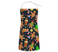 Christmas Cookies Gingerbread Man Aprons with Pockets Funny Adjustable Bib Soft Chef Apron for Kitchen Cooking
