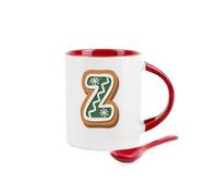 Christmas Cookies Letter Z Mug and Spoon Set - Personal Festive Food Gift/Present for Xmas - Ceramic Red Coffee/Tea Mug with Spoon in Handle