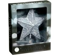 Christmas Cool White Led Star Tree Topper Ideal For Xmas Tree Decoration- Glitter Silver Star Christmas Trees - Stunning Star Lights - Silver Metal Designed Tree Topper Festive Decorated Indoor -