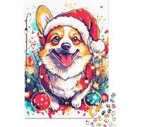Christmas Corgi Paper Jigsaw Puzzles for Adults 1000 Piece Rectangular Puzzle for Adults Game 1000pcs (38x26cm)