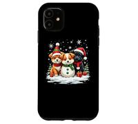 Christmas Corgi Puppies Snowman Dog Trio Santa Claus Snow Case for iPhone 11
