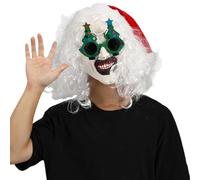 Christmas Cosplay , Christmas Clown | Terror Face Cover with Glasses, Christmas Costume Accessories, Headwear Costume Accessories Bright Colors