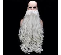 Christmas Cosplay Wig Beard Santa Claus Cosplay Wig White Curly Long Synthetic Hair Wigs For Adult + Wig Cap 60Cm Only Beard