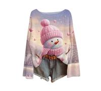 Christmas Costume Christmas Outfits for Women Crew Neck Comfortable Sweater Classic Sweatshirt for Parade Elegant Printed Jumpers at Party Long Sleeve Outfits in Dinner Light Pink M