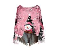Christmas Costume Christmas Sweater Long Sleeve Casual Clothes Vintage T Shirts for Parade Resistant Crew Neck Jumper at Party Eve Sweatshirt in Holiday Party Purple Pink L
