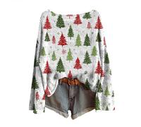 Christmas Costume Christmas Tops Vintage Crew Neck Jumper Comfortable Tops in Holiday Party Long Sleeve Casual Sweater at Party Elegant T Shirts for Parade Light Green L