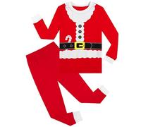 Christmas Costume For Girls Boys Two-Piece Santa Claus Cosplay Outfit Set Long Sleeve Holiday Party Child Fancy Dress Crew Neck Elastic Waist Suit Comfortable Soft Dress Up Costumes