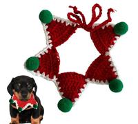 Christmas Costume Knitted Hat and Collar for Cat Dog, Pet Crochet Dog Hats Halloween Xmas Costume Outfit, X-mas Pet Clothes Necktie Holiday Party Dress Up Props (S red)