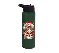 Christmas Costume Maine Coon Xmas Merry Catmas Cat Stainless Steel Insulated Water Bottle