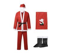 Christmas Costume Men Seven Piece Santa Suit Non Woven Fabric Cosplay Outfit Complete Festive Dress up Set Party Performance Wear Christmas Fancy Dress Men