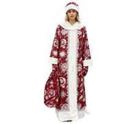 Christmas Costume Unisex Adult Elegant Festive Celestial Snowflake Design With Starry Night Santa Hat Sack Formal Carnival Attire For Winter Holiday Party Gala Seasonal Celebrations (Red #3, One Size)