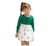 Christmas Costumes For Kids,Red Long Sleeve Princess Plush Trim Xmas Party Dress Jumper Dresses Girls UK Outfits Set Elf Costume Kids Baby+Clothing Bucket Hat (A#Green,3-4 Years)