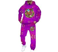 Christmas Costumes For Men,Everyday Knitwear Set for Men Featuring Cozy Fleece Fabric with Practical Pockets for Seasonal Comfort and Casual Style (Purple, XXL)