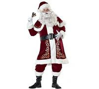 Christmas Costumes for Men Santa Claus Suit,Cosplay Clothes 9 Pcs Set Hat Shawl Top Pants Belt Gloves Footwear Beard Wig Suitable for Party Cosplay 1,6XL