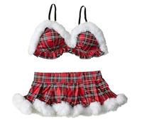 Christmas Costumes For Women-Sexy Underwear Women Sets-Women Fashion Cosplay Schoolgirl Lingerie Roleplay Lingerie Set Sexy Student Costumes Red Plaid Lace Set1