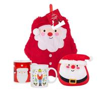 Christmas Cosy Winter Warmer Gift Set - Santa & Nutcracker Mugs, Plush Santa Hot Water Bottle & Reusable Handwarmer - Festive Comfort Gift for Cold Nights