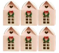 Christmas-Cottage Gifts Box, Cottage Gifts Box, Large House Shaped Paper Candy Box, Christmas Treat Boxes, Cookie Candy Packaging, Festive Goodie Bags (Pink, 6)