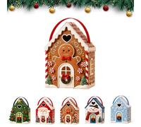 Christmas Cottage Handle Gift Box for Candy Cookies Small Gifts | 3D Festive Candy & Cookie Gift Packaging Box, House-Shaped Christmas Gift Box with Handles for Holiday Party Favors, Gifts