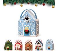 Christmas Cottage Handle Gift Box for Candy Cookies Small Gifts | 3D Festive Candy & Cookie Gift Packaging Box, House-Shaped Christmas Gift Box with Handles for Holiday Party Favors, Gifts