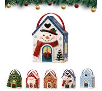 Christmas Cottage Handle Gift Box for Candy Cookies Small Gifts | 3D Festive Candy & Cookie Gift Packaging Box, House-Shaped Christmas Gift Box with Handles for Holiday Party Favors, Gifts