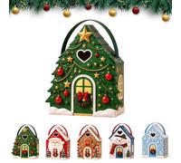 Christmas Cottage Handle Gift Box for Candy Cookies Small Gifts | 3D Festive Candy & Cookie Gift Packaging Box, House-Shaped Christmas Gift Box with Handles for Holiday Party Favors, Gifts
