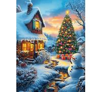 Christmas Cottage in Magical Forest 500 Pcs Jigsaw Puzzle Bundle Fairy Tale Cute Animal Family Puzzle Lovers Fun Family Game Mindful Activity Spring Gift Precision Cut Cardboard 500 PCS