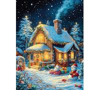 Christmas Cottage in Snow 500 Pcs Jigsaw Puzzles Puzzles for Adults Teens Brain Game Fun Family Game Team Building Stress Reducing Autumn Thick Cardboard 500 PCS