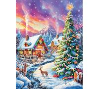 Christmas Cottage with A Tree 300 Piece Jigsaw Puzzle for Adults Teens Science Fiction Magical Dream Jigsaw Stress Relief for Busy Lifestyles Colourful Challenge Great Gift Home Decor 300 PCS