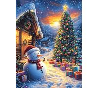 Christmas Cottage with Snowman 1000 Piece Count Premium Jigsaw Puzzle For Adults Teens 14+ Concentration Training Indoor Game Family Game Night 1000 PCS