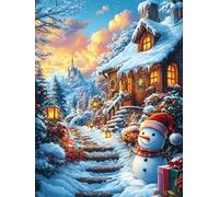 Christmas Cottage with Snowman 1000 Pieces Premium Jigsaw Puzzle Fantástico Cuento De Hadas Animal Adult Jigsaws Educational Challenge Mental Exercise Wall Art Winter Rigid Cardboard 1000