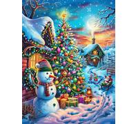 Christmas Cottage with Snowman 300-piece Jigsaw Puzzle Set Magical Accompany Fairy Tale For Adults Teens 14+ Logic Skill Indoor Game Family Game Night Summer Recycled Cardboard 300 PCS