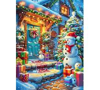 Christmas Cottage with Snowman 500 Piece Count Premium Jigsaw Puzzle Magical Accompany Fairy Tale For Adults Teens 14+ Concentration Training Indoor Game Family Game Night Creativity Gift Giving 500