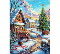 Christmas Cottage with Wagon 500 Piece Jigsaw Puzzle for Adults Teens Mitos Cuento De Hadas Art Studio Decor Creative Challenge Vibrant Colours Great Gift for Artists 500 PCS