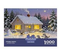 Christmas Cottage Wooden Jigsaw Puzzle Waterproof 1000 Piece Puzzles for Adults Challenging And Brainteasing Games