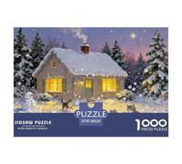 Christmas Cottage Wooden Jigsaw Puzzle Waterproof 1000 Piece Puzzles for Adults Gifts Impossible Challenging Games