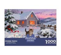 Christmas Cottage Wooden Jigsaw Puzzle Waterproof 1000 Piece Puzzles for Adults Gifts Impossible Home Decoration
