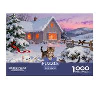 Christmas Cottage Wooden Jigsaw Puzzle Waterproof 1000 Piece Puzzles for Adults Impossible Home Decoration