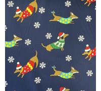 Christmas Cotton Fabric Collection, Holiday Patterns with Rocking Horse, Robin, Gonk, Dog and Festive Designs (Sausage Dogs)