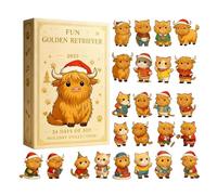 Christmas Count Down, 2D Flat Acrylic Yak Party Favor, 24 Days Highland Cow Doll Ornaments, for Lovers Family Enthusiasts Holiday Season Home Party