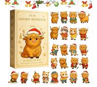 Christmas Count Down | 2D Flat Acrylic Yak Party Favor,24 Days Highland Cow Pendant | for Lovers Family Enthusiasts Holiday Season Home Party