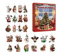 Christmas Count Down Calendar 2025, 24 Day Cute Animal Count Down Calendar, 2D Acrylic Animal Hanging Ornament, For Holiday, Adult, Friends, Entryway, Parties, Bedroom, Tree