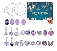 Christmas Count Down Calendars, 24 Days Countdown Bracelet Set, Festive Joyful Ornament Bracelet Making Kit for Holiday Activities Craft Party Gathering Festival