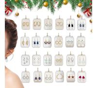 Christmas Count Down Calendars - Joyful 2D Festive Acrylic | 24 Days Countdown Earring Set,for Gathering Festival Party Holiday Activities Kids Men Adults Family Women