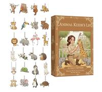 Christmas countdown, 2-dimensional acrylic with animal theme, 24 days pendant in the shape of an animal tree, for lovers, family and enthusiasts in the Christmas season, for home and fireplace