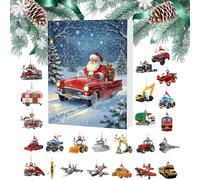 Christmas Countdown,24 Boxes Countdown To Christmas | 2D Acrylic Santa Transportation Theme Vehicle Pendant for Home Yard Tree Front Door