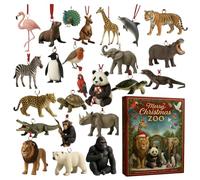 Christmas Countdown - 24 Days Decoration, 2D Acrylic Animal Pendant Set, Christmas Decoration for Home, School, Classroom, Party, Holidays, Children, Families, Daily Activity