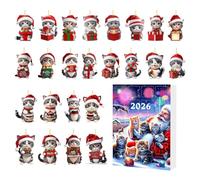Christmas Countdown 24 Days Ornament Cat Flat Acrylic Christmas To